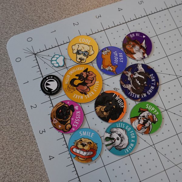 Sizing reference for dog themed magnet set
