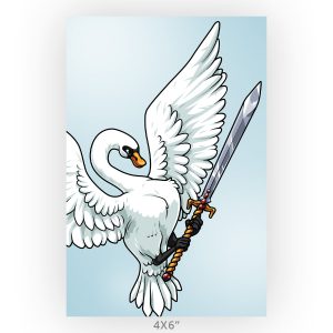 Swan and Sword Fantasy Art Wall Print