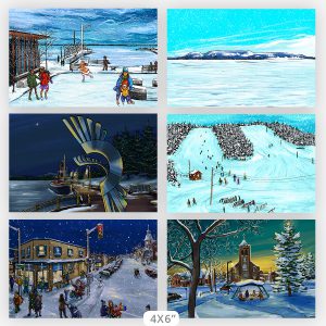 full collection of 6 Thunder Bay local art illustrations, 4x6 prints