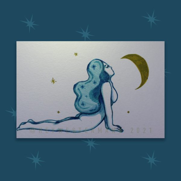 Moon Yoga Illustration, The Forward Facing Dog Pose